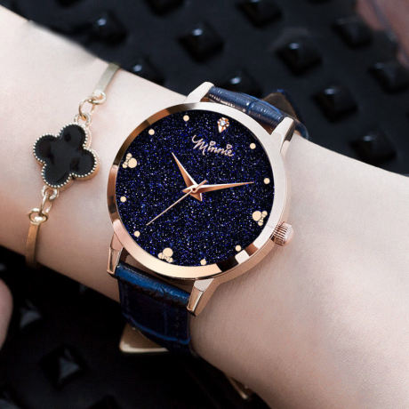 Disney watch fashion and casual women watches Quartz Wristwatches girls watch gift leather clock